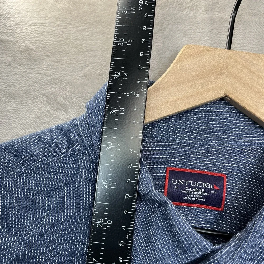 UNTUCKit Canon Shirt Men's Linen XL Blue Short Sleeve